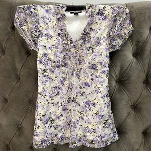 BCX Lacey floral top with tie in back